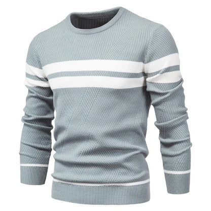 Men's Sweater O-neck Patchwork Long Sleeve Warm Slim Fit Casual