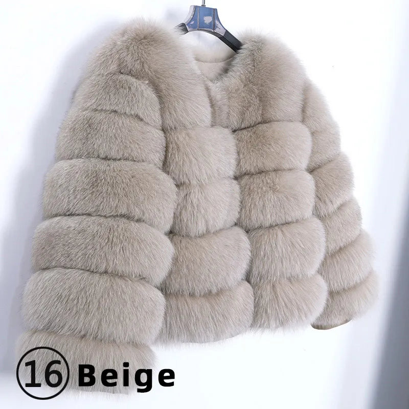 Real Fox Fur Coat Women Winter Warm Luxury Fur Jacket Plus