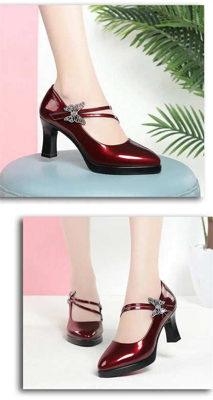 High-heeled Leather Catwalk Shoes