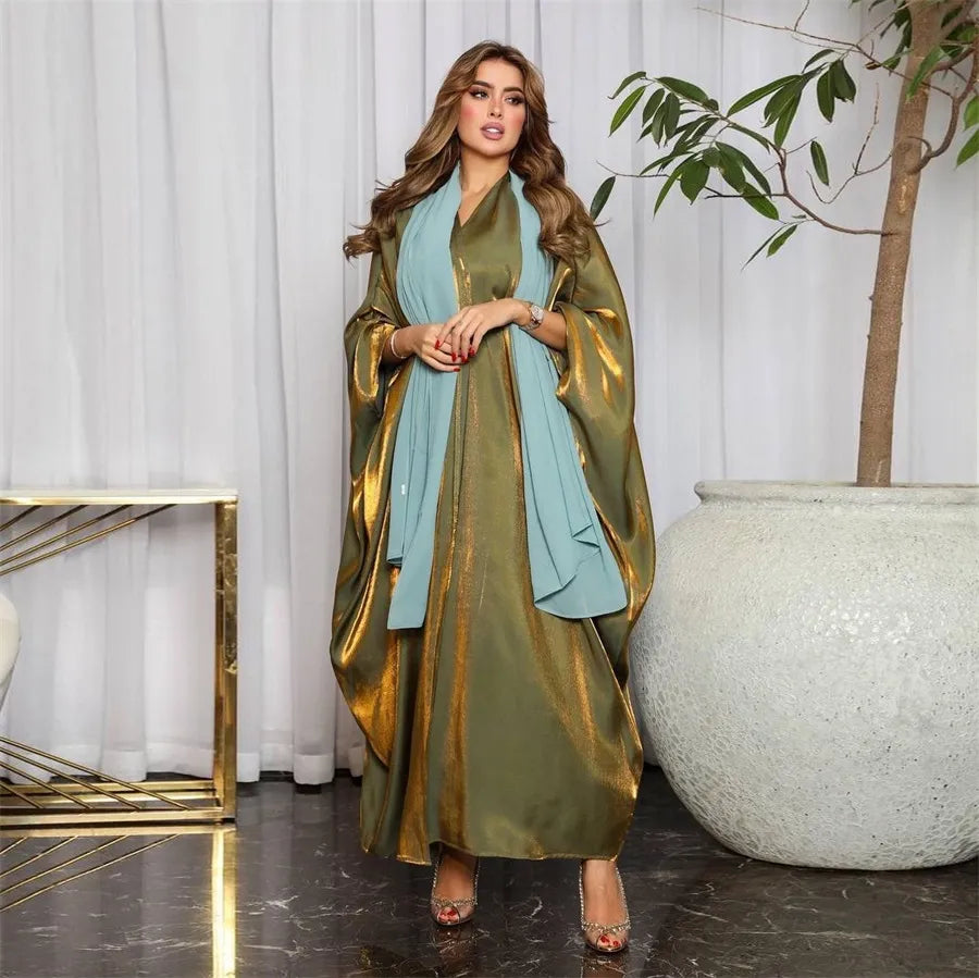 Stunning Modest Moroccan Style Casual Open Abaya Silk Satin