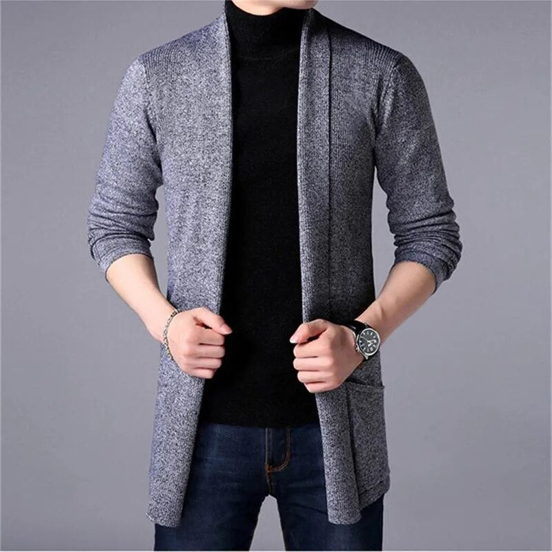 Men's Casual Hooded Knited Large Size Cardigan Long Sleeve