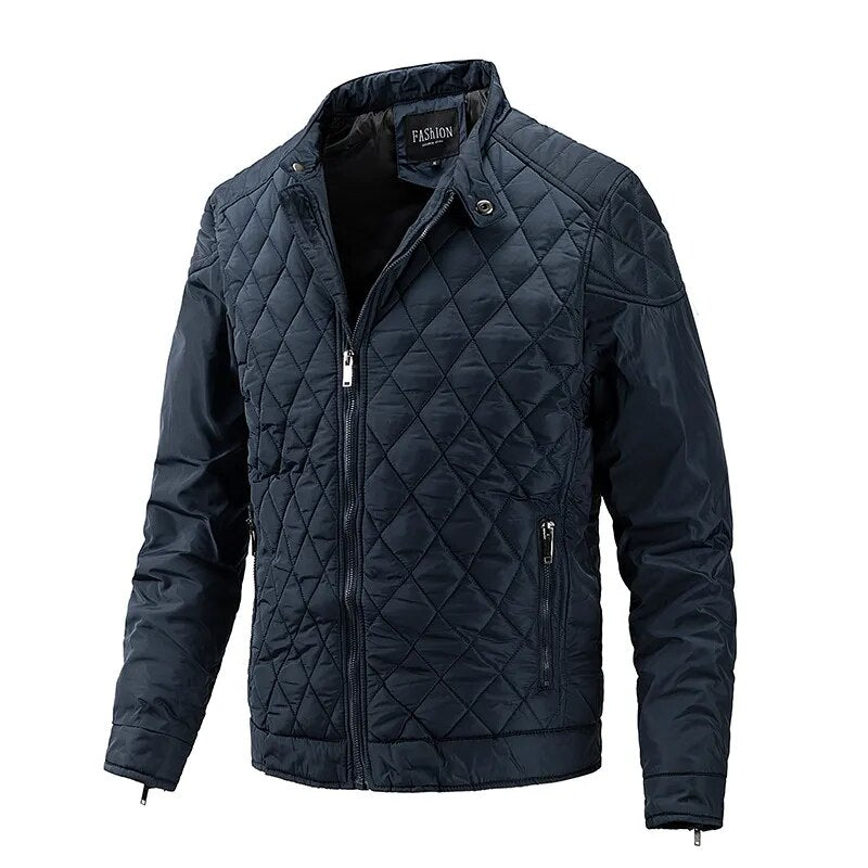 Winter Men's Light Thin Cotton Diamond Pattern Casual Jacket