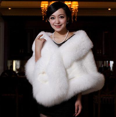 Faux Fur Wraps Coat White Shrug Women Jacket