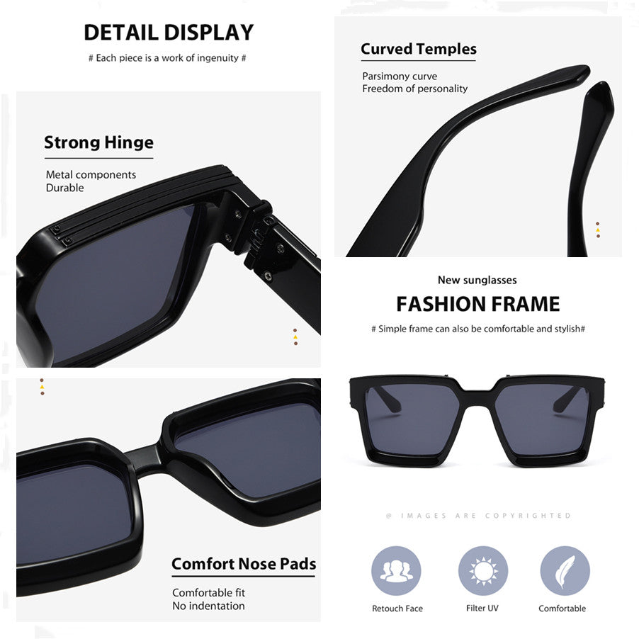 Chrome Luxury square elegant design sunglasses UV400