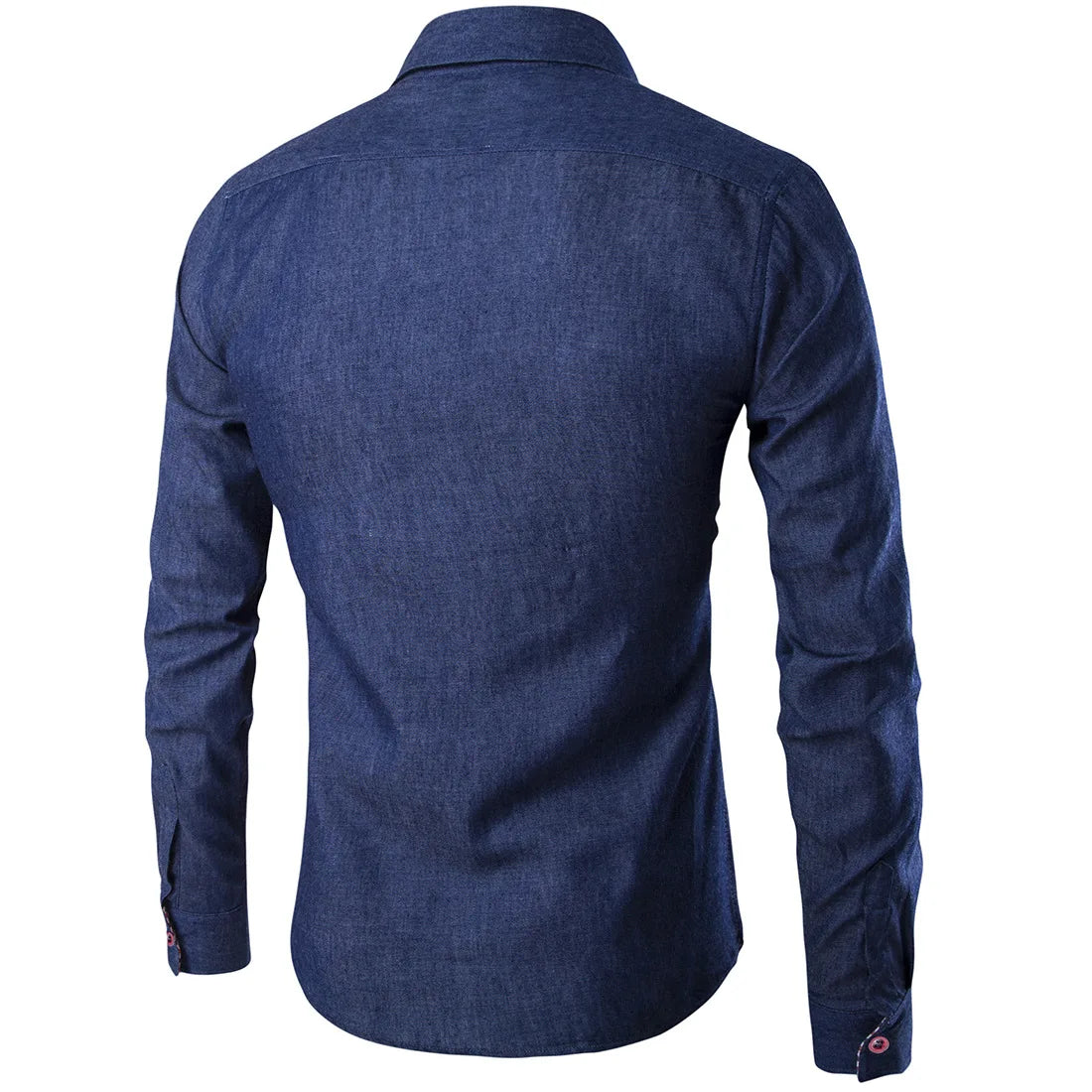 Stylish Washed Denim Men's Casual Slim Fit Shirt with Long Sleeves