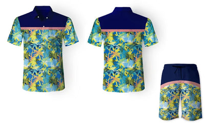 Men's tropical Hawaiian graphic beach shirts: Casual short sleeve button-downs.