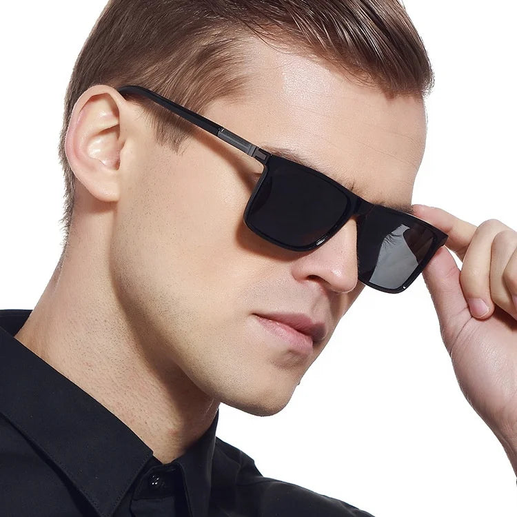 Trendy outdoor driving square frame UV400 sun glasses: Polarized shades for men