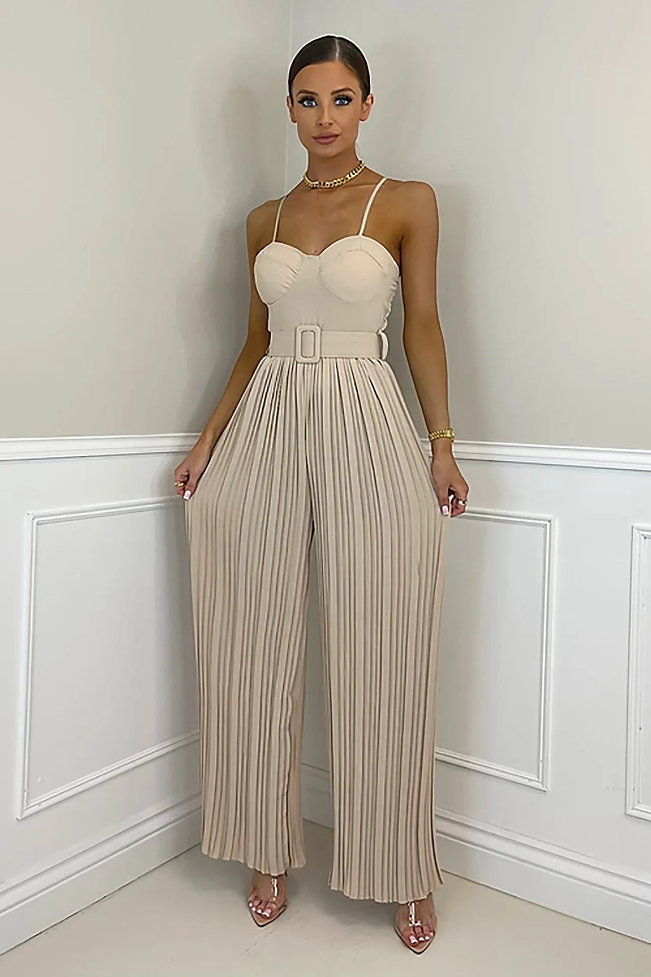 Solid Color Sleeveless Summer Jumpsuit with Suspenders