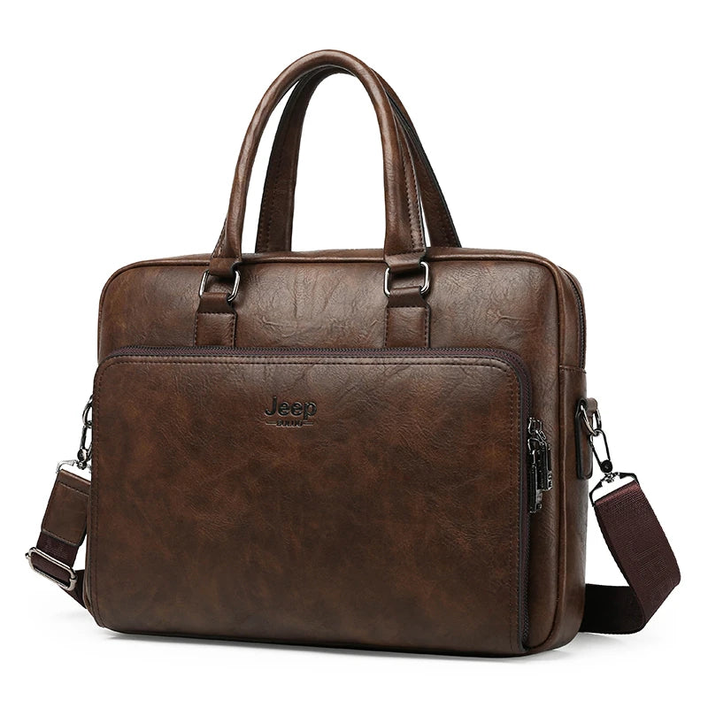 Luxury Designer Business Briefcase: PU leather travel messenger handbag for men.