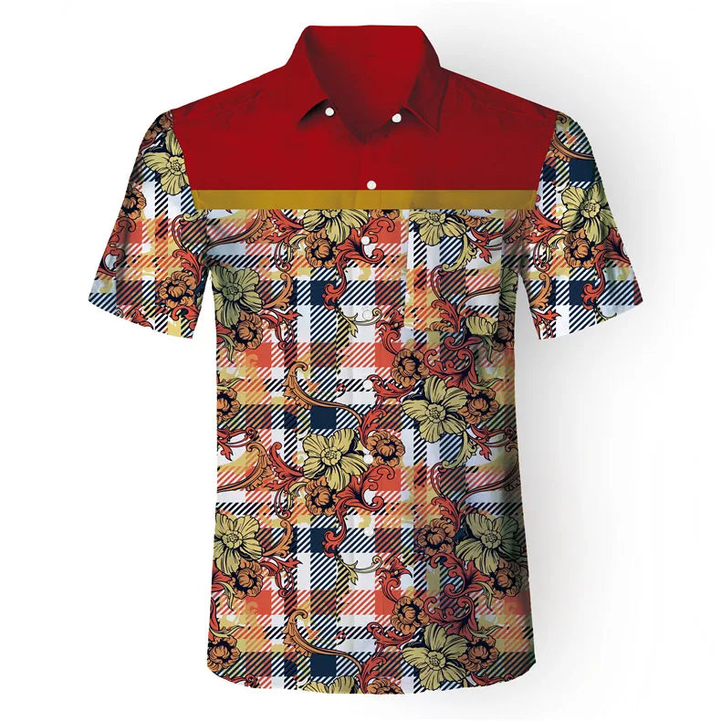 Men's tropical Hawaiian graphic beach shirts: Casual short sleeve button-downs.