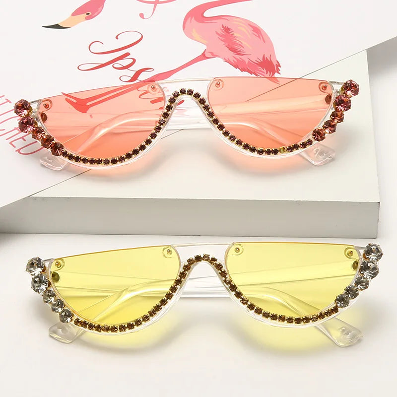 Rhinestone Cat Eye Sunglasses - Luxury Vintage Shades for Women