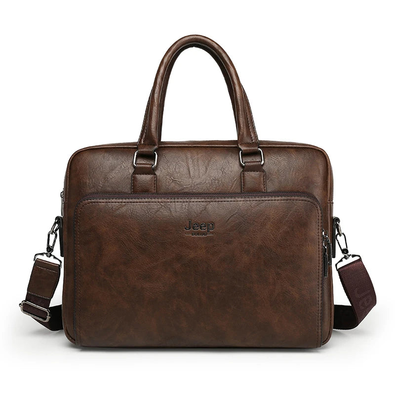 Luxury Designer Business Briefcase: PU leather travel messenger handbag for men.