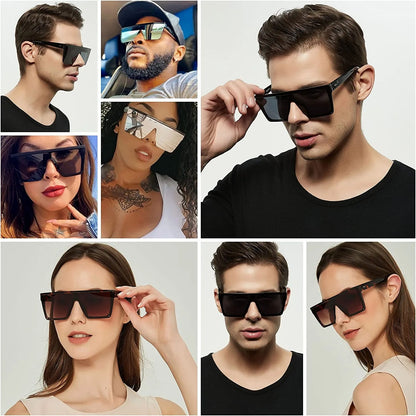 Multicolor Oversized Shield Sunglasses - Fashionable UV Protection Eyewear