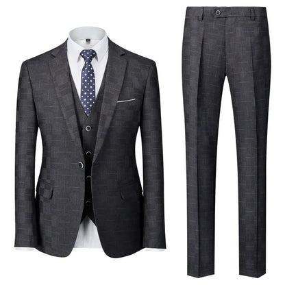 Men's Business Formal Suit Set with Slim Fit - M-5XL