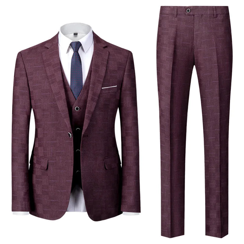 Men's Business Formal Suit Set with Slim Fit - M-5XL