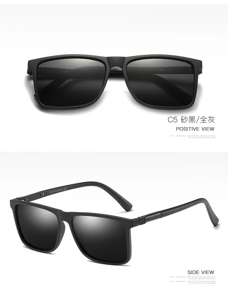 Trendy outdoor driving square frame UV400 sun glasses: Polarized shades for men