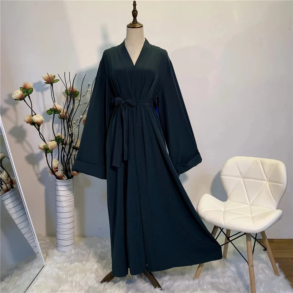 Hijab Abaya lace-up with pockets robe style