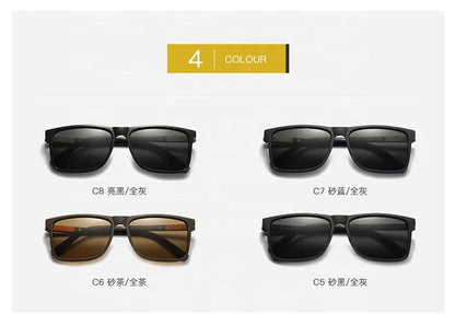 Trendy outdoor driving square frame UV400 sun glasses: Polarized shades for men