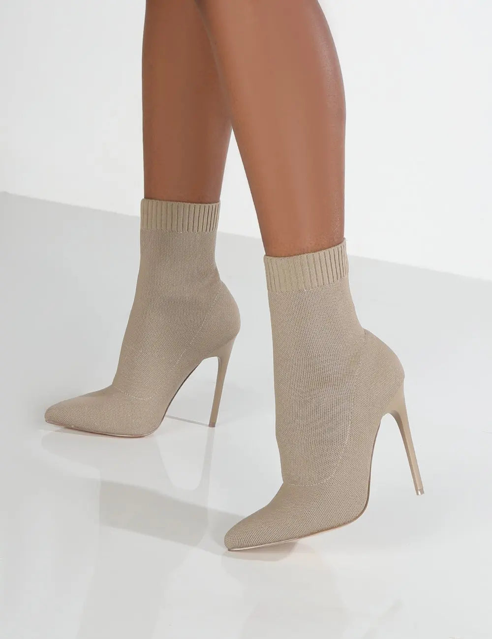 Stylish Solid Knitted High Heel Leg Ankle shoes