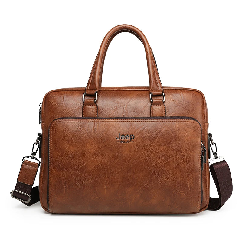 Luxury Designer Business Briefcase: PU leather travel messenger handbag for men.