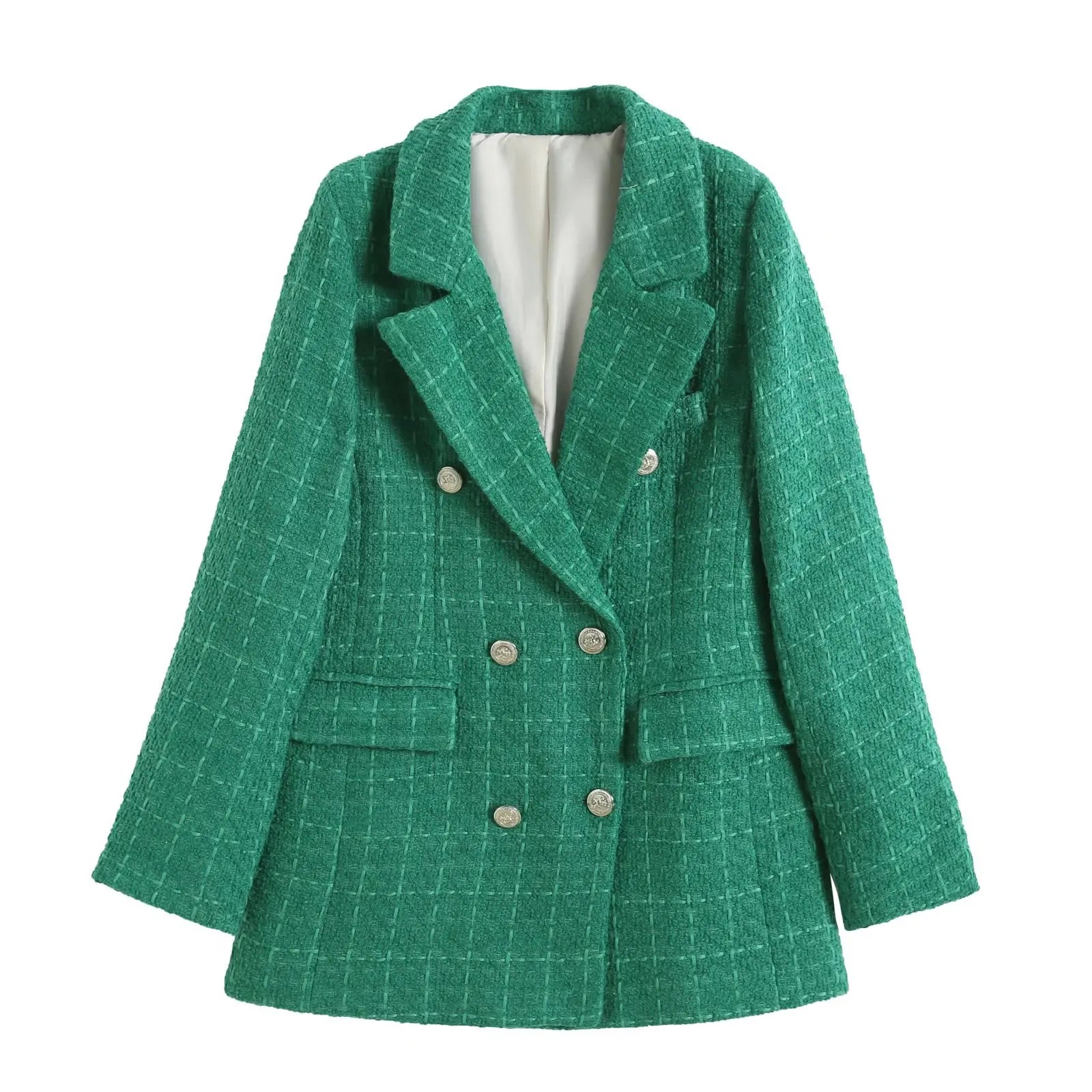 XS-L autumn textured double breasted women's suit jacket