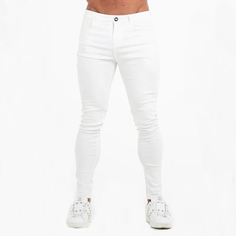 Men's Skinny Jeans: New ripped style, streetwear white, slim-fit stretch