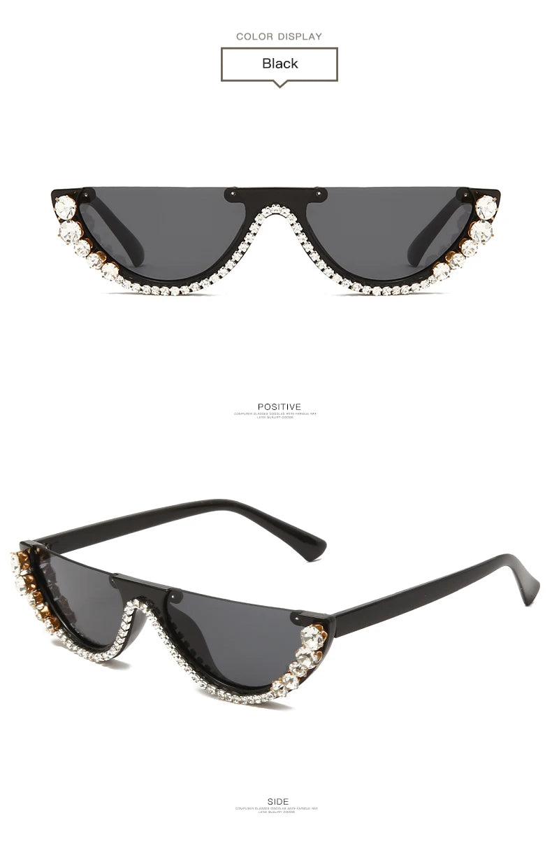 Rhinestone Cat Eye Sunglasses - Luxury Vintage Shades for Women