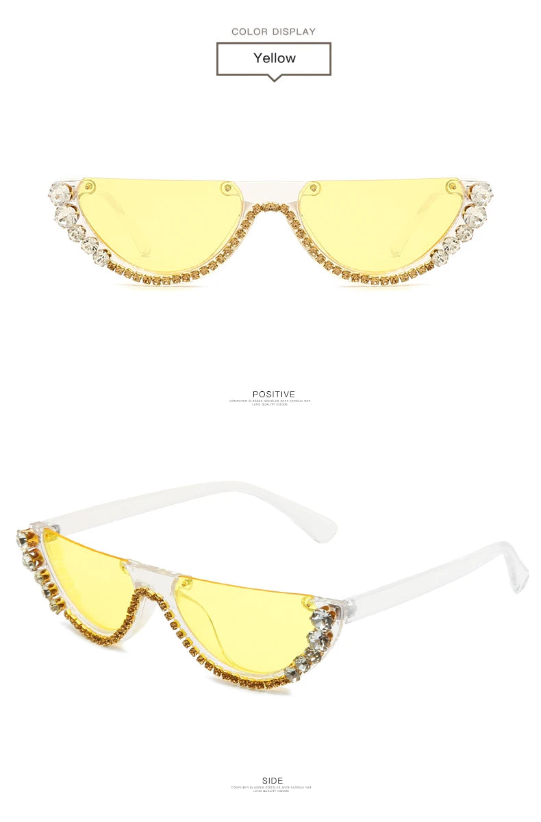 Rhinestone Cat Eye Sunglasses - Luxury Vintage Shades for Women