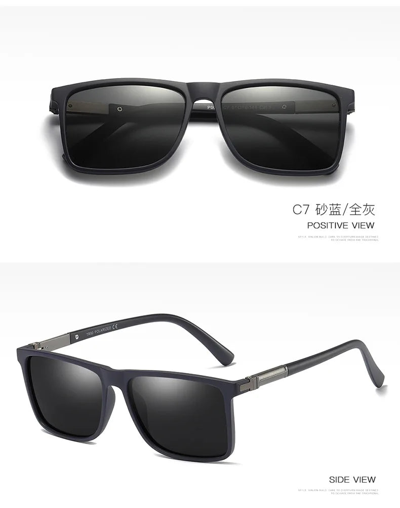 Trendy outdoor driving square frame UV400 sun glasses: Polarized shades for men