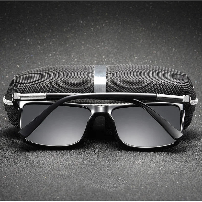 Trendy outdoor driving square frame UV400 sun glasses: Polarized shades for men