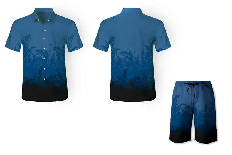 Men's tropical Hawaiian graphic beach shirts: Casual short sleeve button-downs.