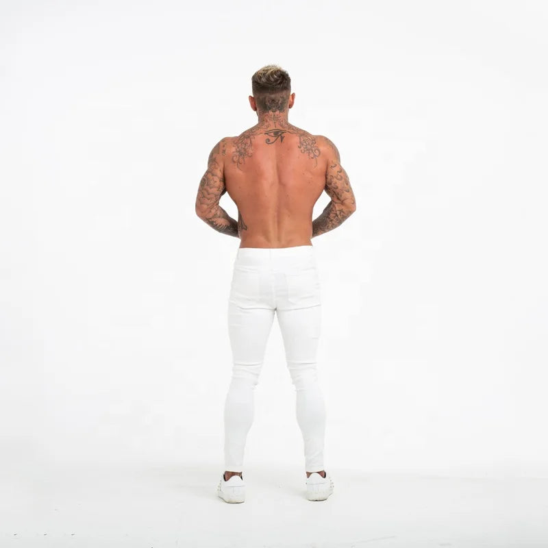 Men's Skinny Jeans: New ripped style, streetwear white, slim-fit stretch