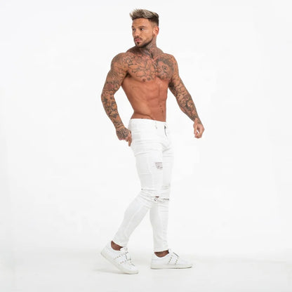 Men's Skinny Jeans: New ripped style, streetwear white, slim-fit stretch