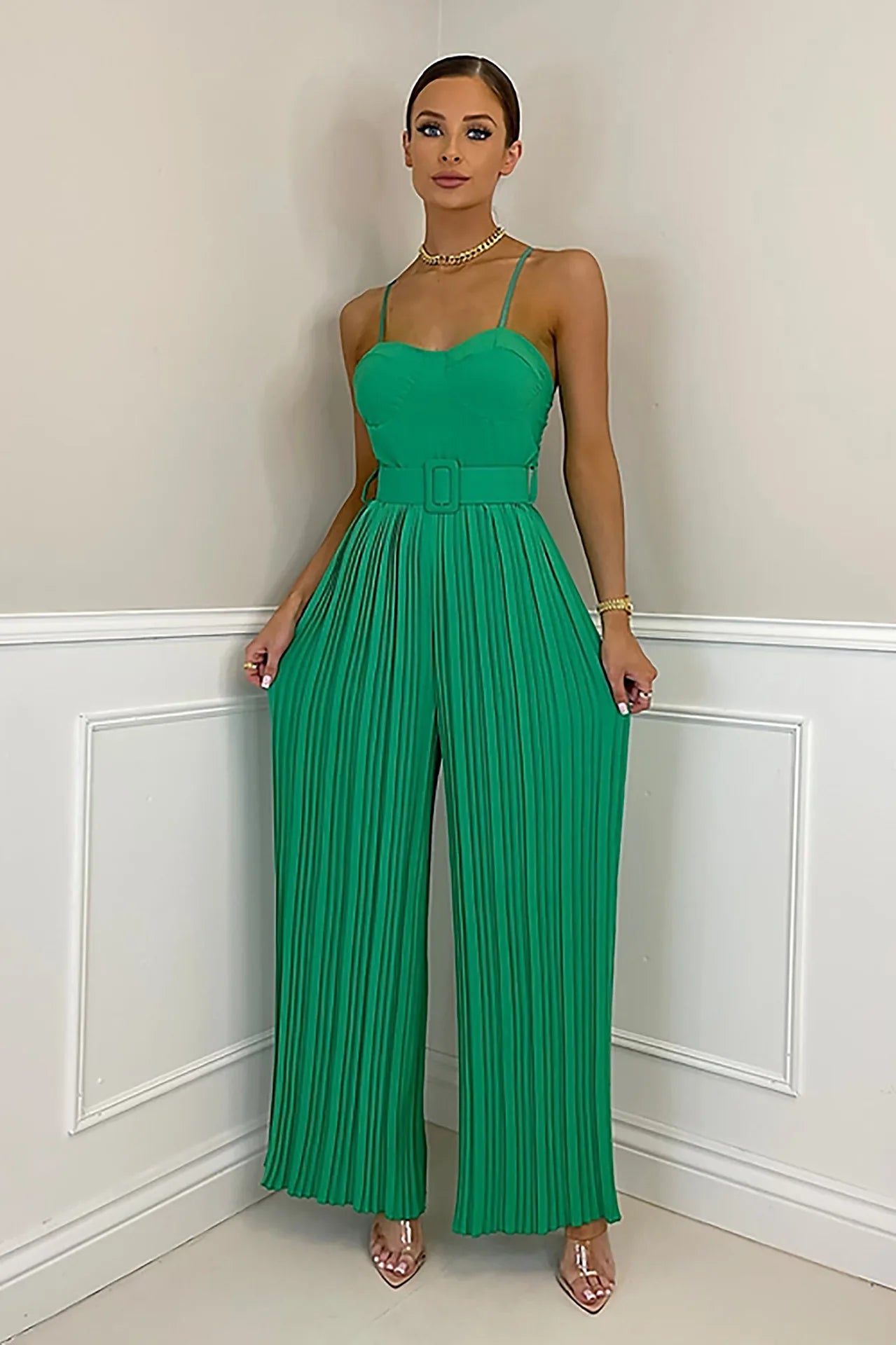 Solid Color Sleeveless Summer Jumpsuit with Suspenders