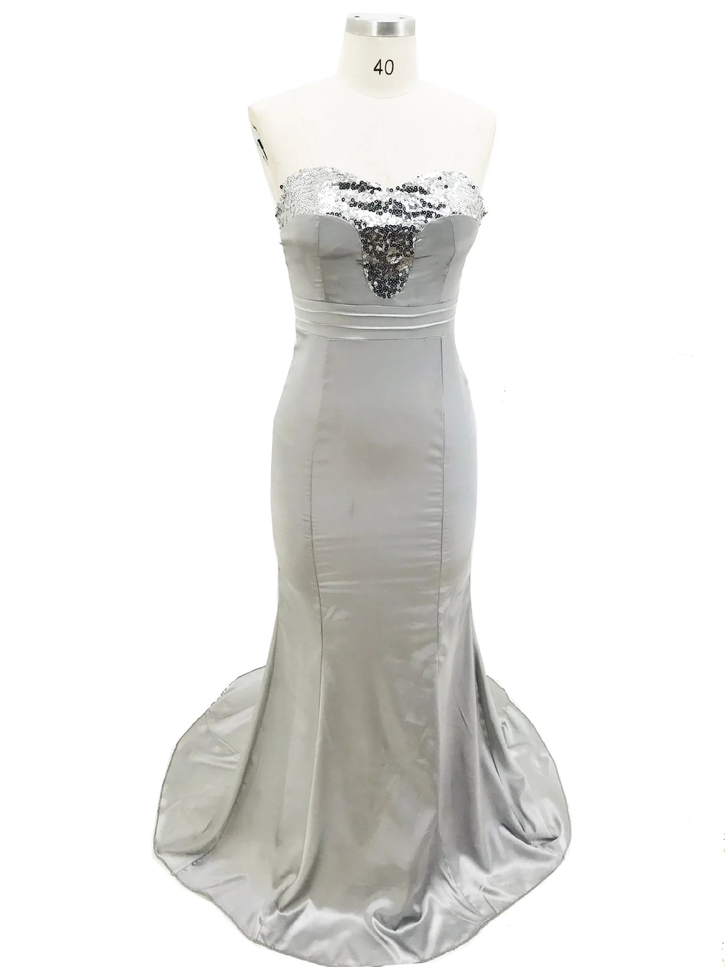 Elegant Strapless Sequin Maxi Dress - Formal Wedding Bridesmaid Gown