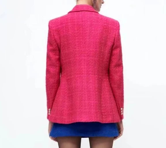 XS-L autumn textured double breasted women's suit jacket