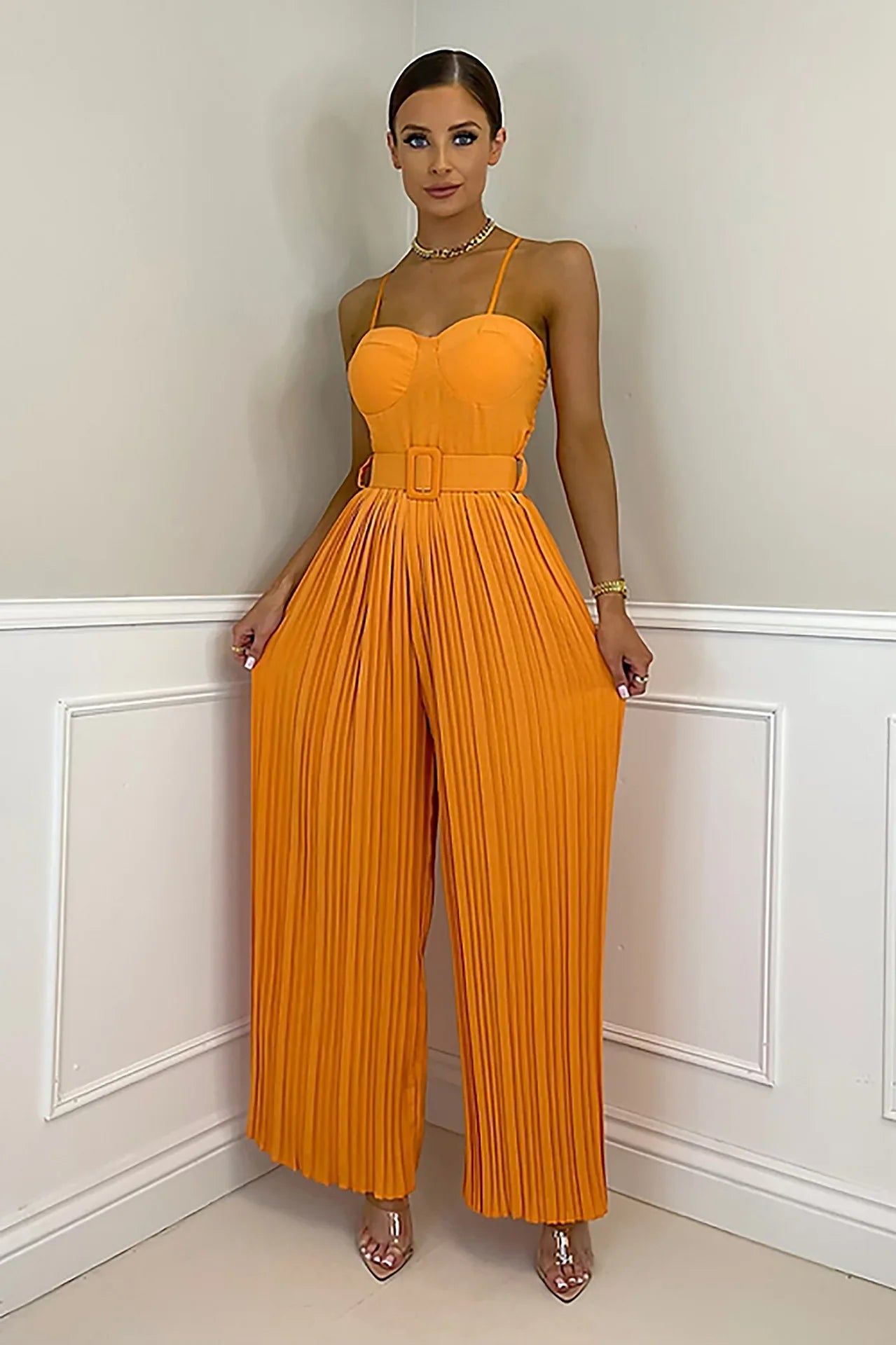 Solid Color Sleeveless Summer Jumpsuit with Suspenders