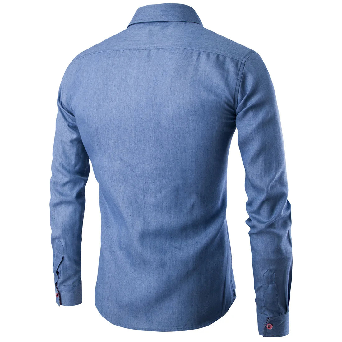 Stylish Washed Denim Men's Casual Slim Fit Shirt with Long Sleeves