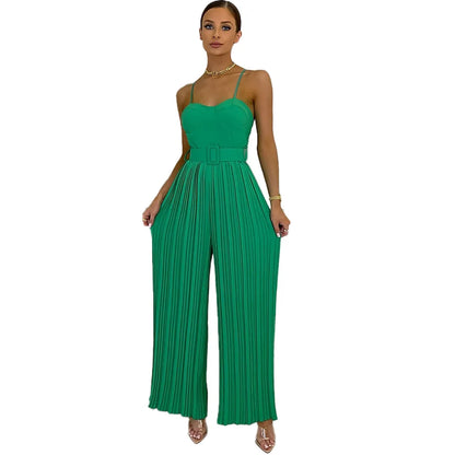 Solid Color Sleeveless Summer Jumpsuit with Suspenders