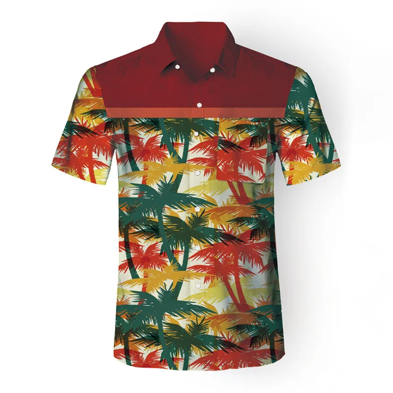 Men's tropical Hawaiian graphic beach shirts: Casual short sleeve button-downs.