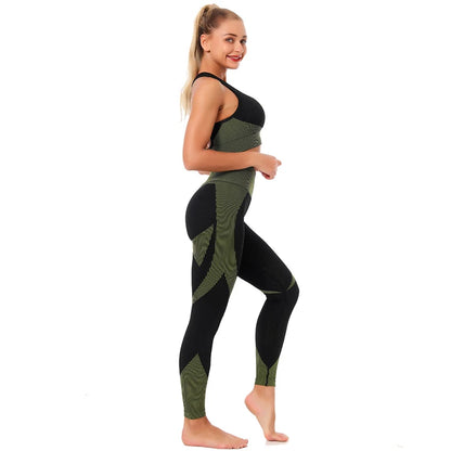 High-Waist Workout Leggings and Seamless Yoga Sports Bra Set for Women