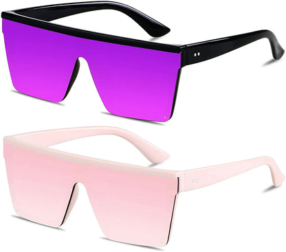 Multicolor Oversized Shield Sunglasses - Fashionable UV Protection Eyewear