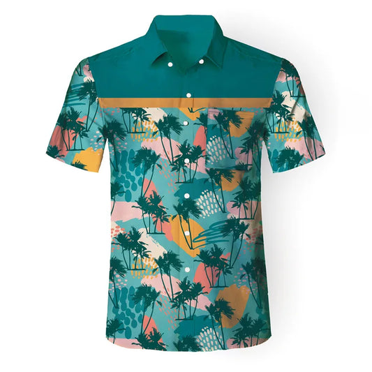 Men's tropical Hawaiian graphic beach shirts: Casual short sleeve button-downs.