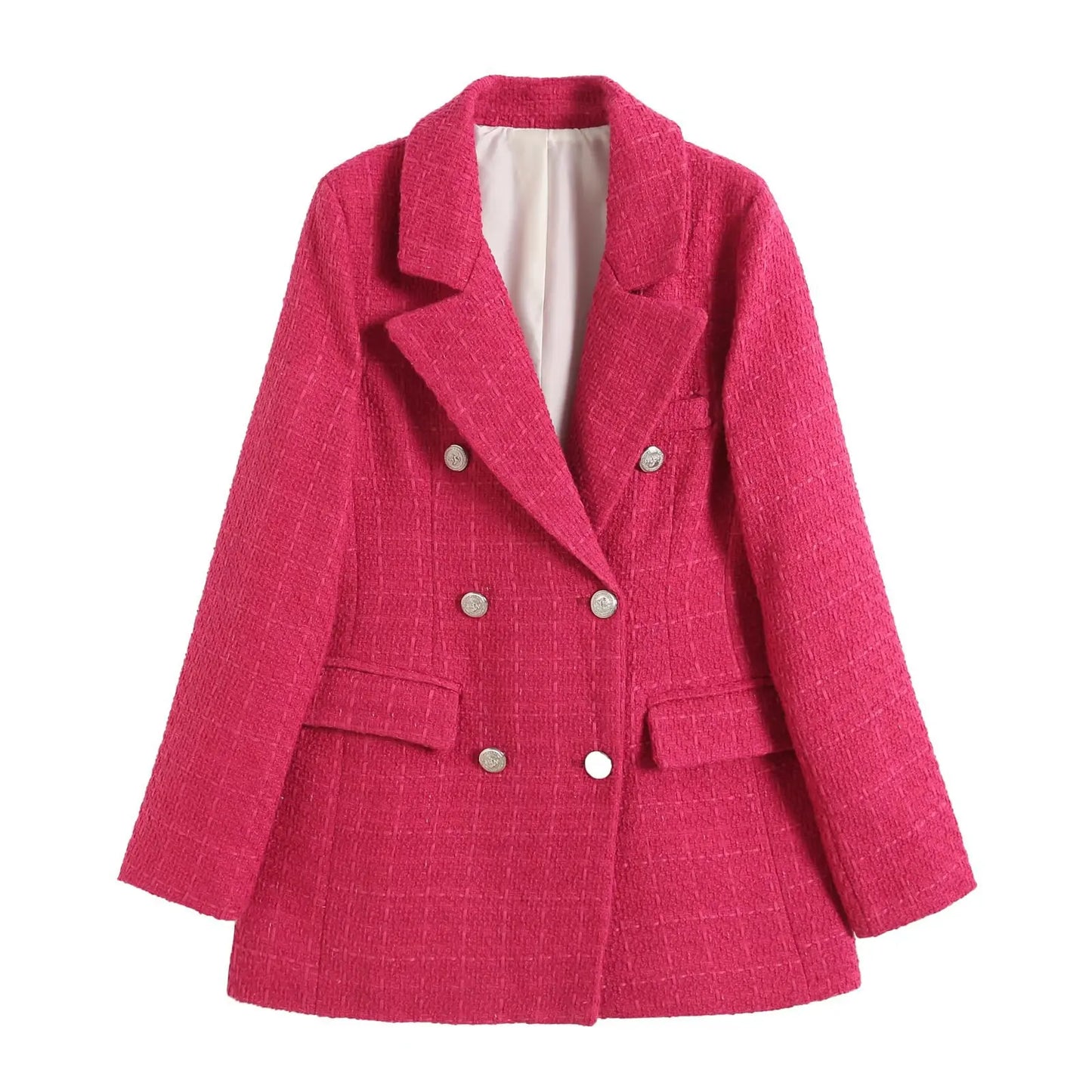 XS-L autumn textured double breasted women's suit jacket