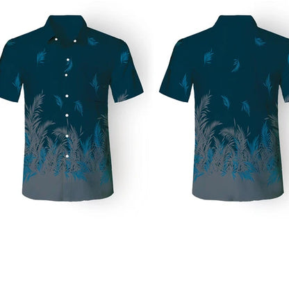 Men's tropical Hawaiian graphic beach shirts: Casual short sleeve button-downs.